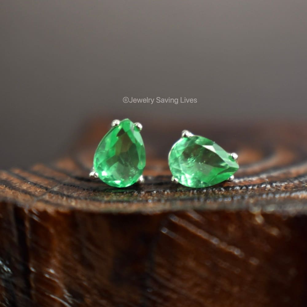 Teardrop Natural Emerald Doublet Earrings Earrings Handmade Handcrafted