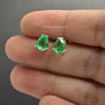 Teardrop Natural Emerald Doublet Earrings Earrings Handmade Handcrafted