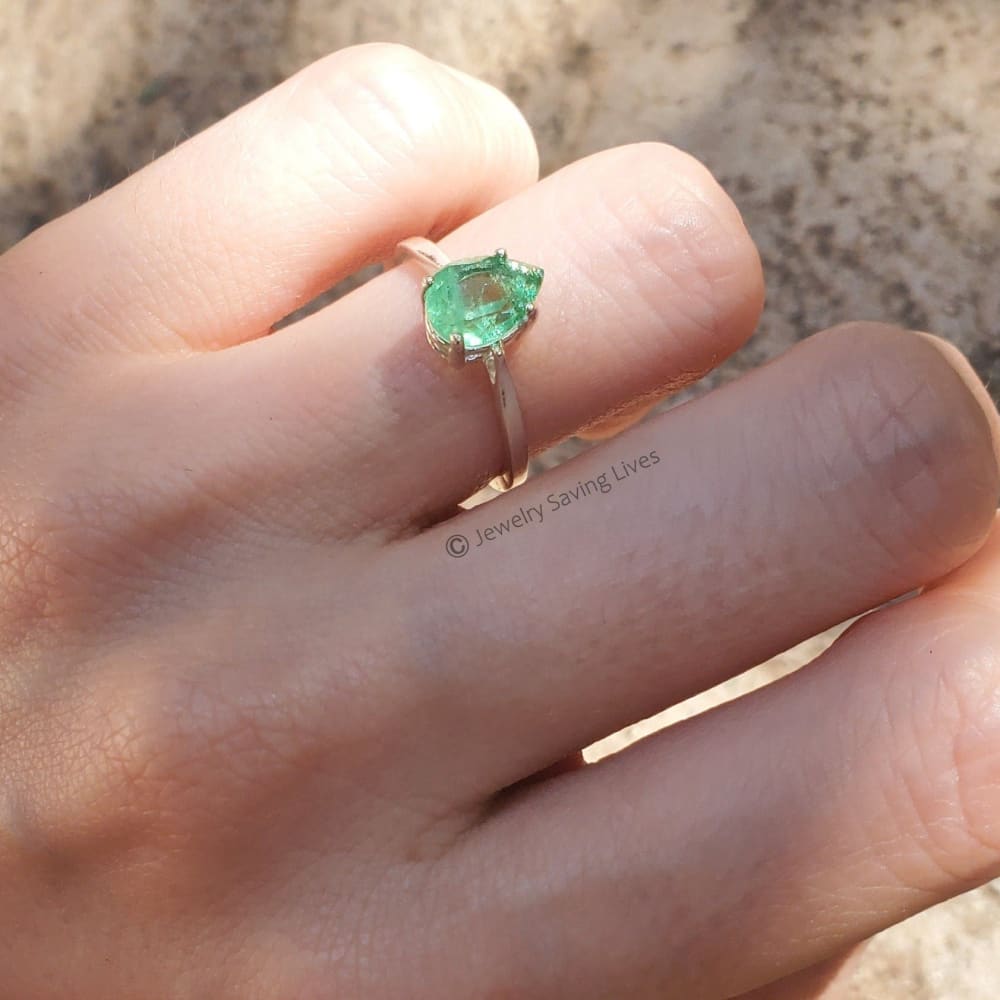 Teardrop Natural Emerald Doublet Ring Earrings Handmade Handcrafted