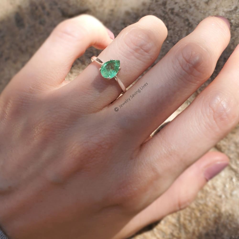 Teardrop Natural Emerald Doublet Ring Earrings Handmade Handcrafted