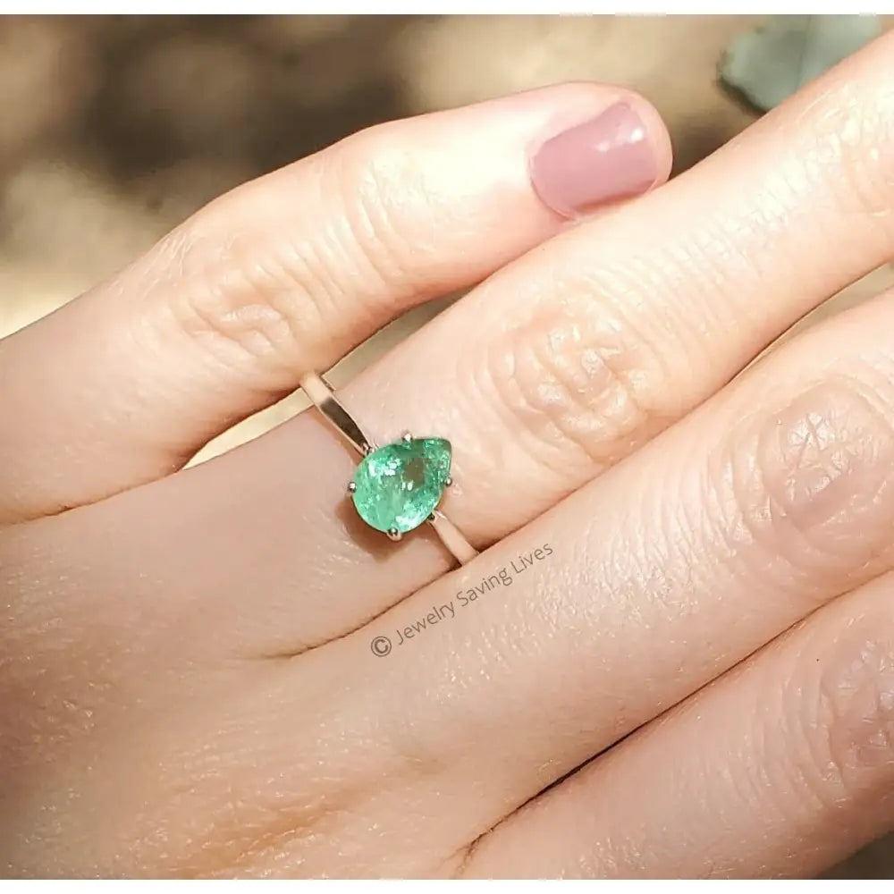 Teardrop Natural Emerald Doublet Ring Earrings Handmade Handcrafted