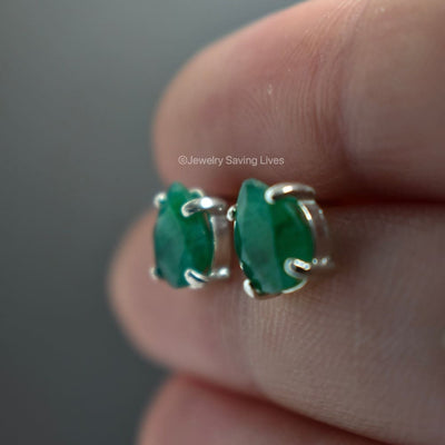 Teardrop Natural Emerald Earrings Earrings Handmade Handcrafted