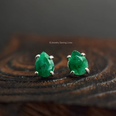 Teardrop Natural Emerald Earrings Earrings Handmade Handcrafted