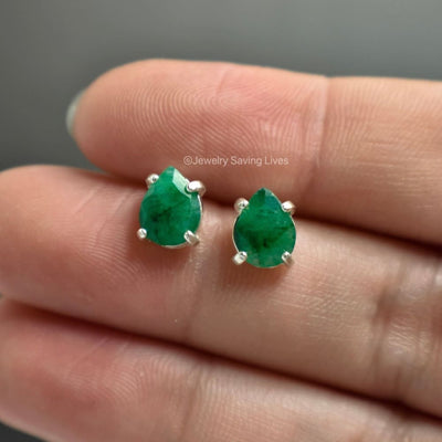 Teardrop Natural Emerald Earrings Earrings Handmade Handcrafted