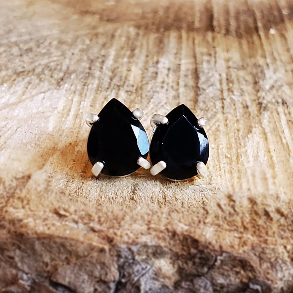 Teardrop Onyx Stud Earrings Earrings Handmade Handcrafted