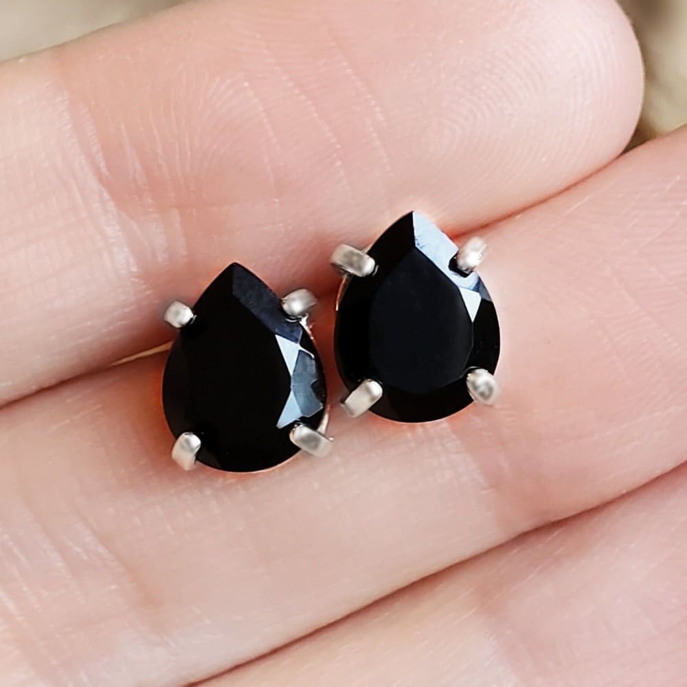 Teardrop Onyx Stud Earrings Earrings Handmade Handcrafted