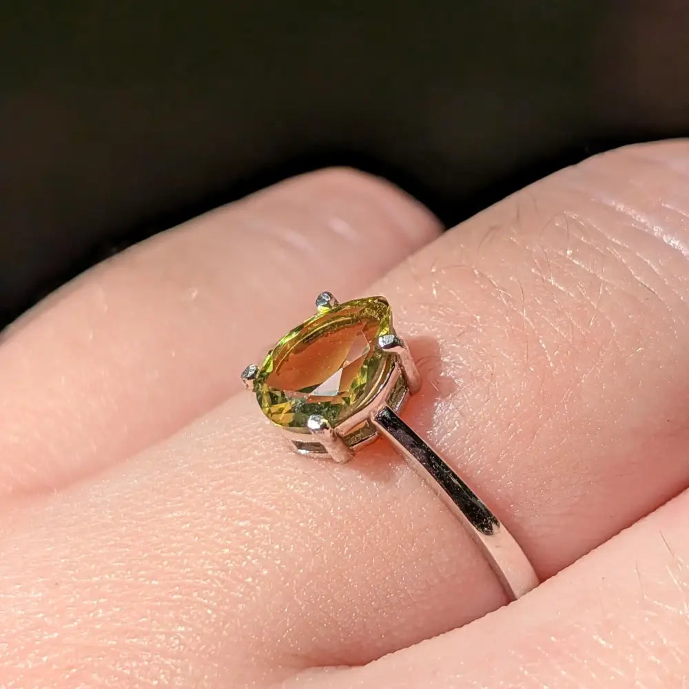 Teardrop Peridot Ring Rings Handmade Handcrafted