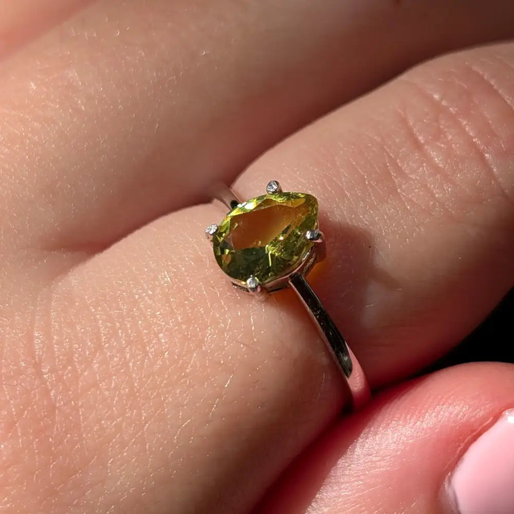 Teardrop Peridot Ring Rings Handmade Handcrafted