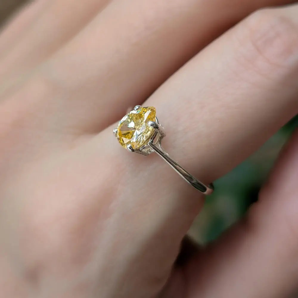 Teardrop Yellow Sapphire Ring Rings Handmade Handcrafted