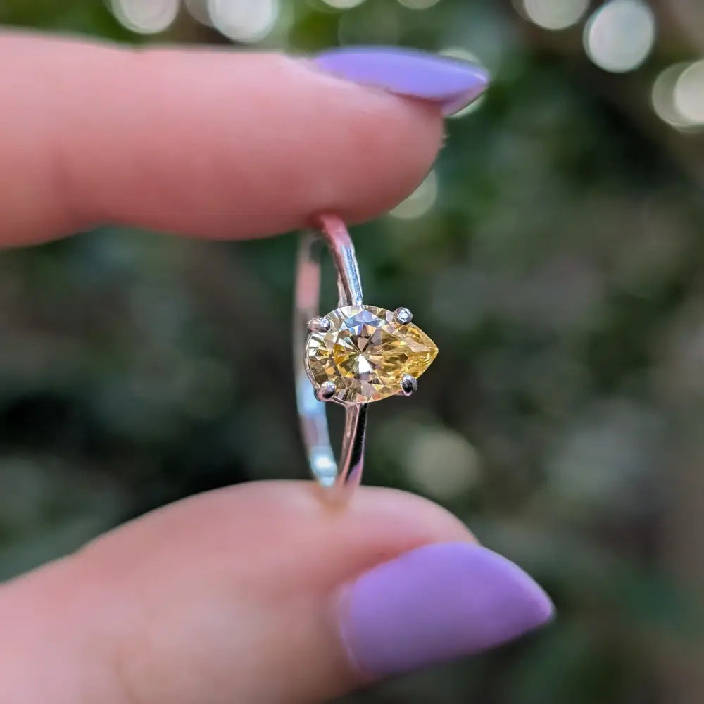 Teardrop Yellow Sapphire Ring Rings Handmade Handcrafted
