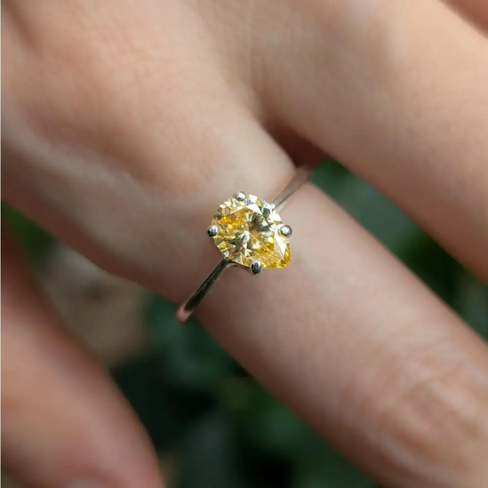 Teardrop Yellow Sapphire Ring Rings Handmade Handcrafted
