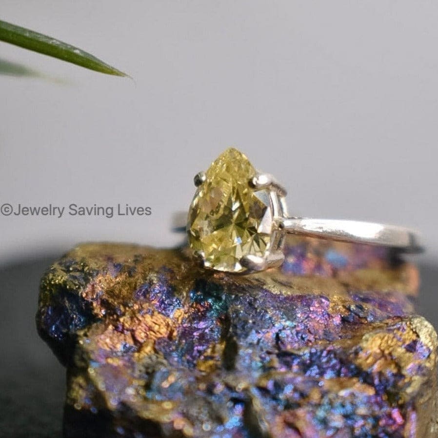 Teardrop Yellow Sapphire Ring Rings Handmade Handcrafted