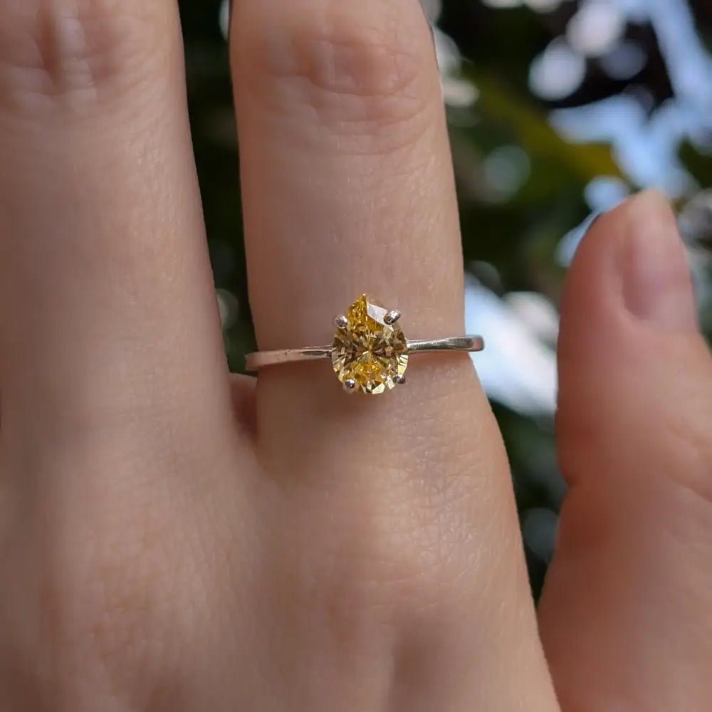 Teardrop Yellow Sapphire Ring Rings Handmade Handcrafted