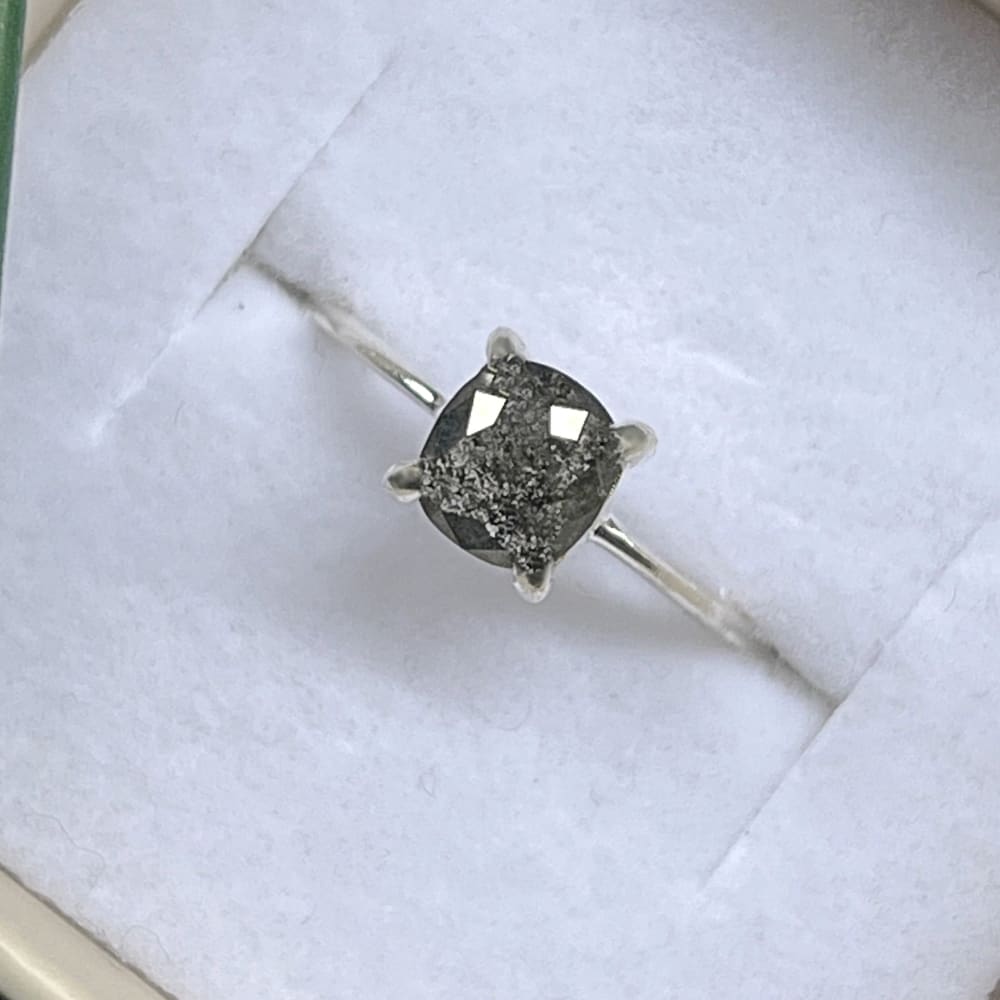 The Ash - Cushion Cut Salt and Pepper Diamond Ring (DC6001) Rings Handmade Handcrafted