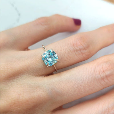 The Asher - Brilliant Aquamarine Rings Handmade JSL Made in USA