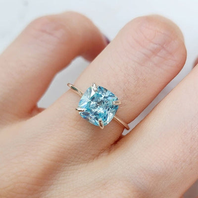 The Asher - Brilliant Aquamarine Rings Handmade JSL Made in USA