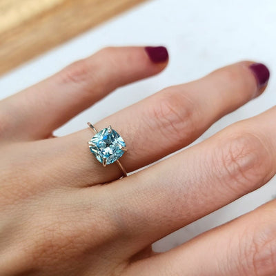 The Asher - Brilliant Aquamarine Rings Handmade JSL Made in USA