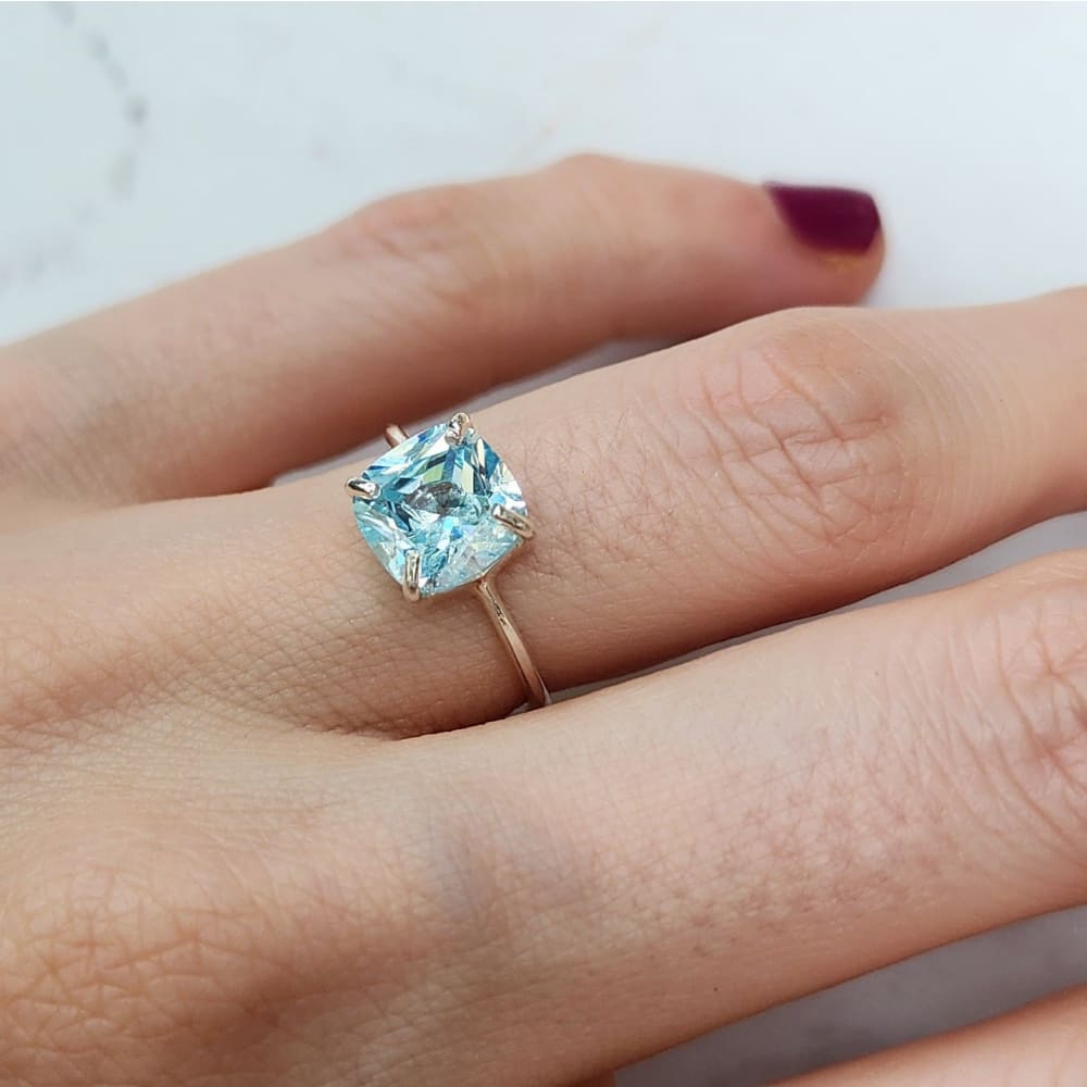 The Asher - Brilliant Aquamarine Rings Handmade JSL Made in USA