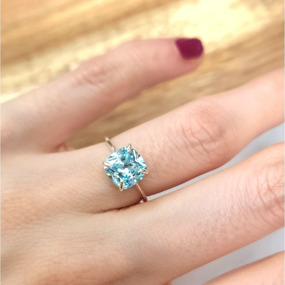 The Asher - Brilliant Aquamarine Rings Handmade JSL Made in USA