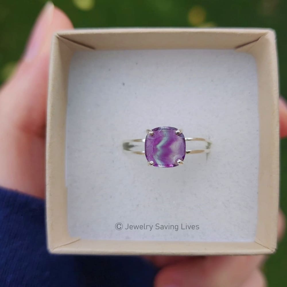 The Asher (double band) - Natural Bi-Color Fluorite Rings Handmade Handcrafted