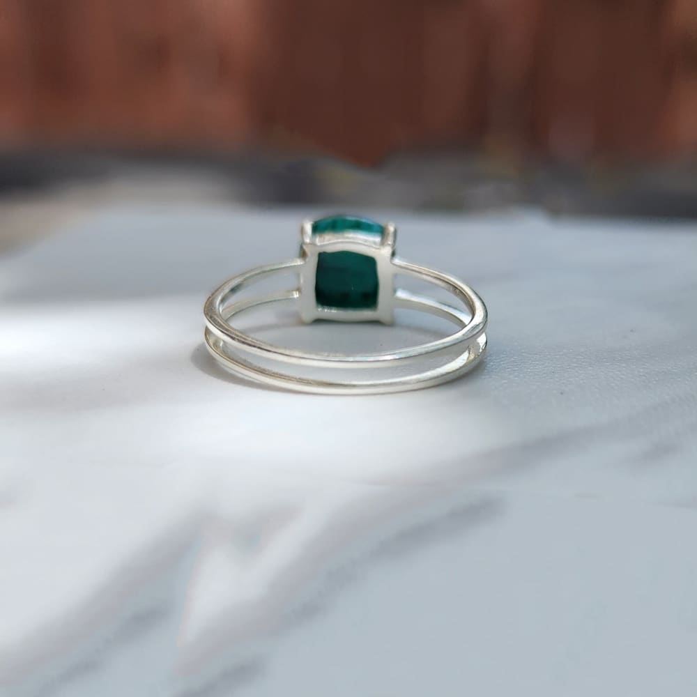 The Asher (double band) - Natural Emerald Rings Handmade JSL Made in USA