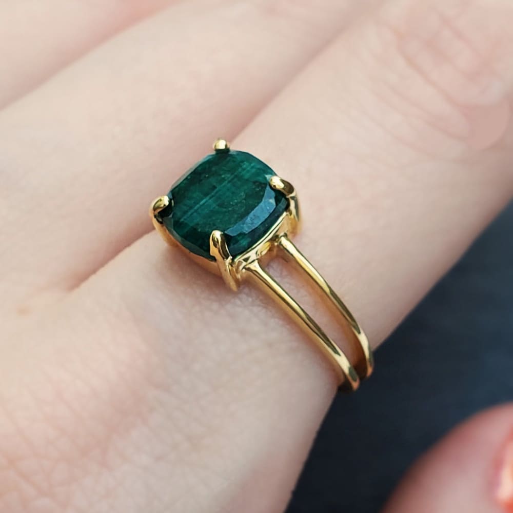 The Asher (double band) - Natural Emerald Rings Handmade JSL Made in USA