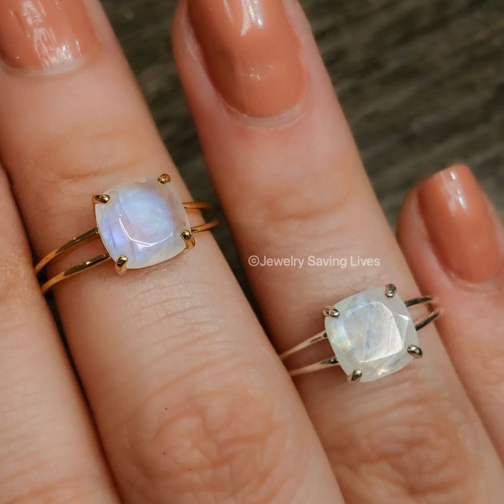 The Asher (double band) - Natural Moonstone Rings Handmade Handcrafted