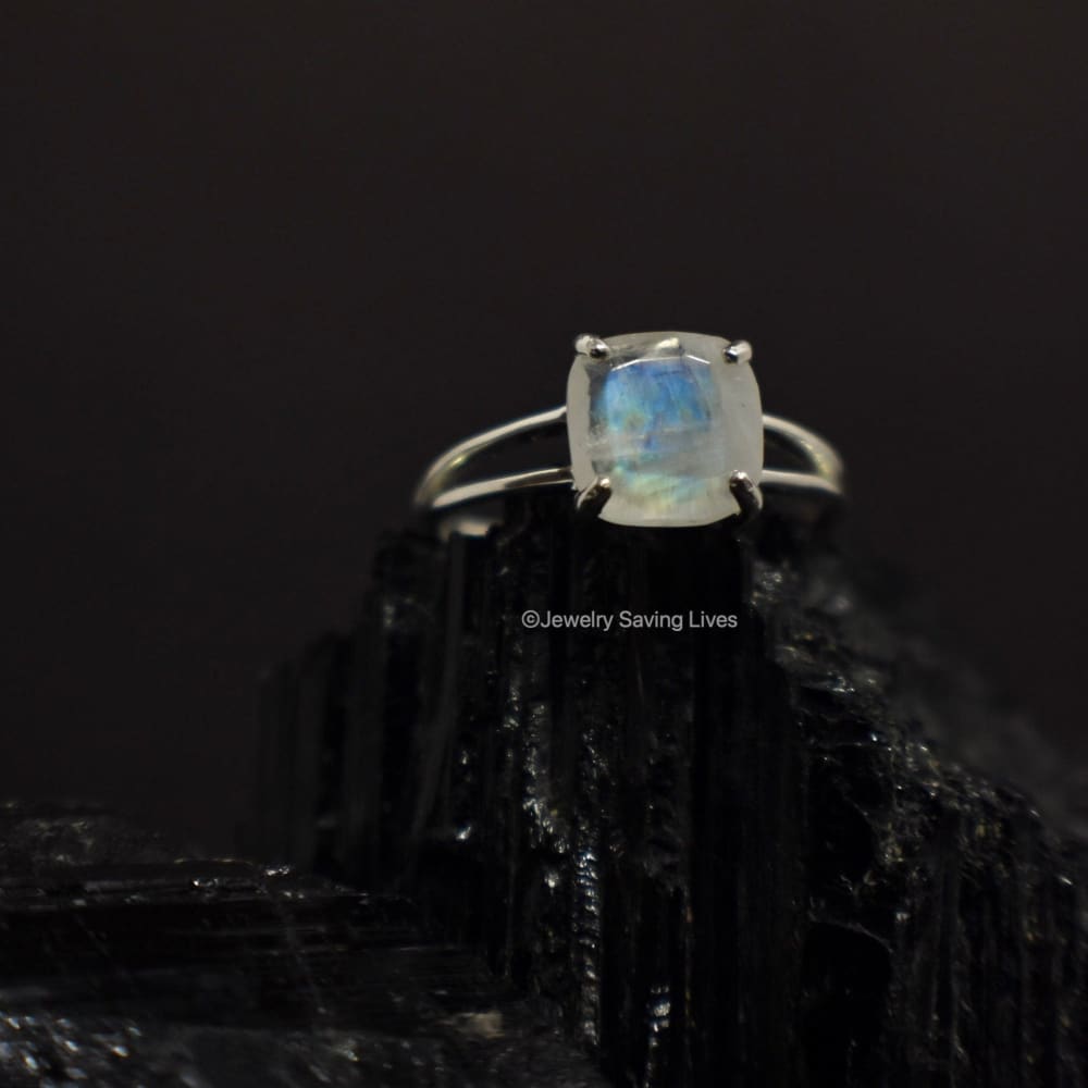 The Asher (double band) - Natural Moonstone Rings Handmade JSL Made in USA