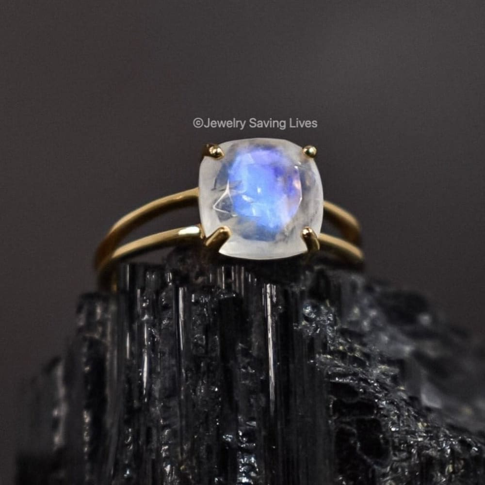 The Asher (double band) - Natural Moonstone Rings Handmade JSL Made in USA