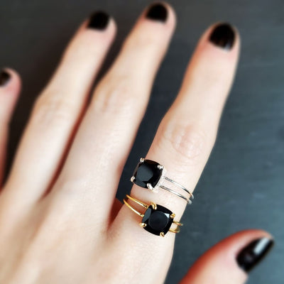 The Asher (double band) - Natural Onyx Rings Handmade Handcrafted