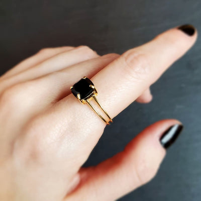 The Asher (double band) - Natural Onyx Rings Handmade Handcrafted