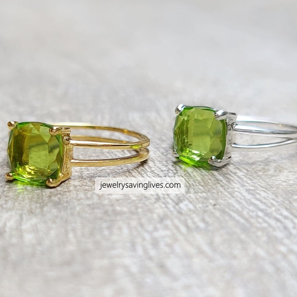 The Asher - Natural Peridot Double Band Rings Handmade Handcrafted