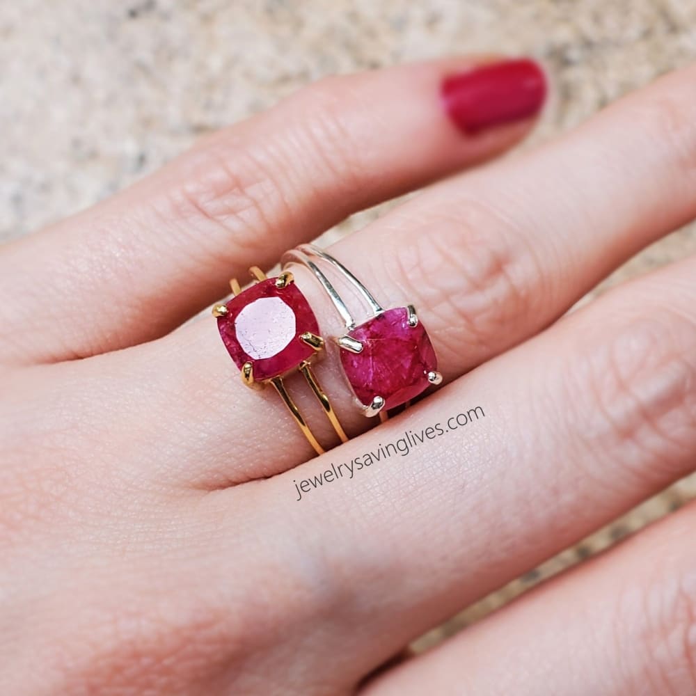 The Asher (double band) - Natural Ruby Rings Handmade JSL Made in USA