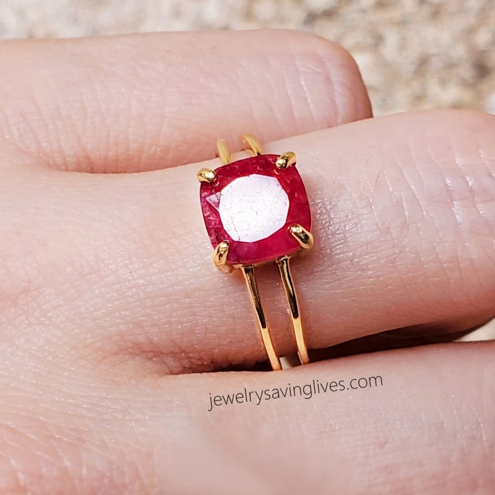 The Asher (double band) - Natural Ruby Rings Handmade JSL Made in USA