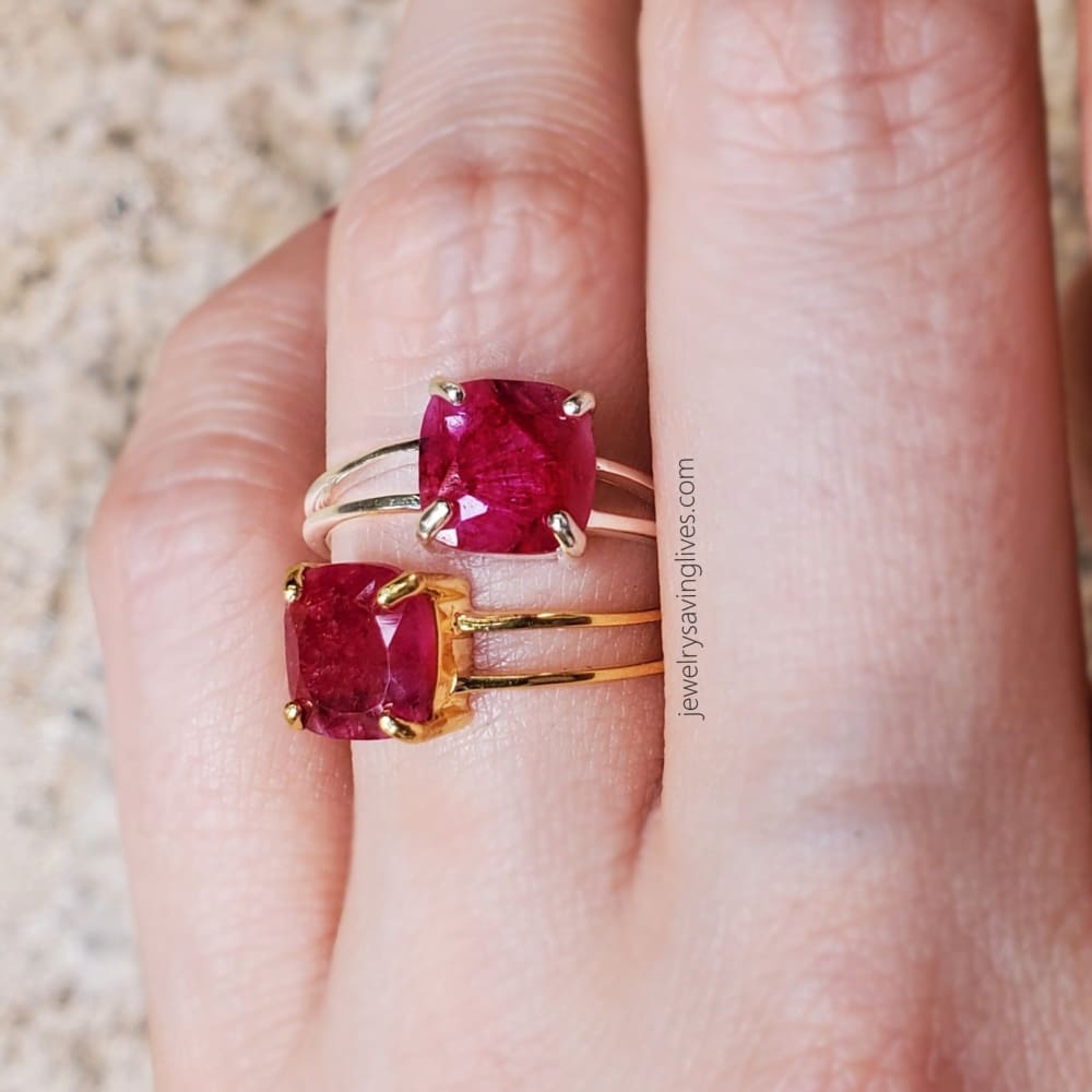 The Asher (double band) - Natural Ruby Rings Handmade Handcrafted