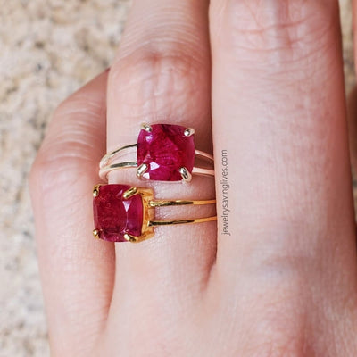 The Asher (double band) - Natural Ruby Rings Handmade JSL Made in USA