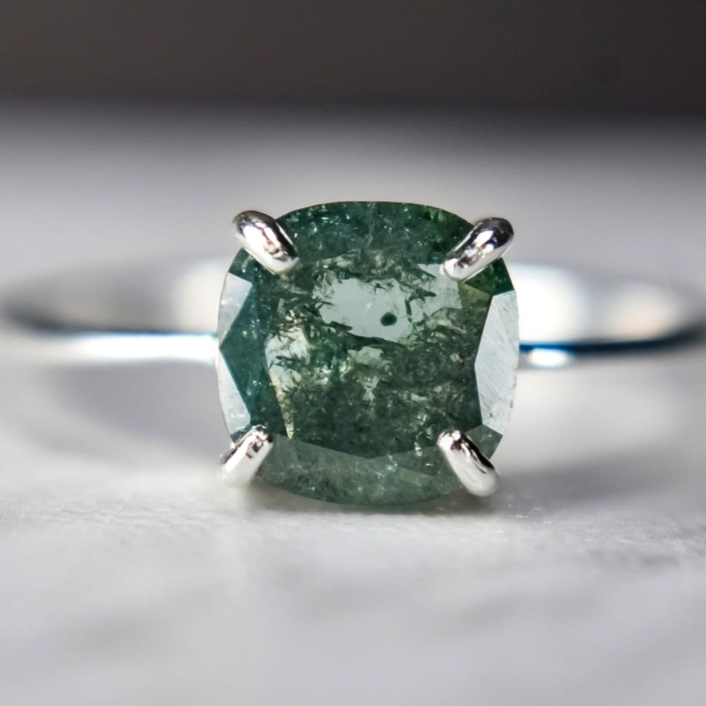 The Asher - Glowing Teal Diamond (GBD003) Rings Handmade Handcrafted
