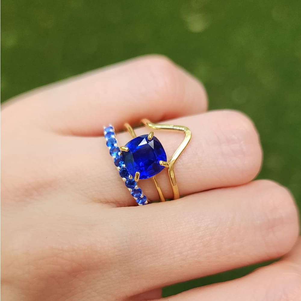 The Asher - Lab Brilliant Sapphire Rings Handmade JSL Made in USA