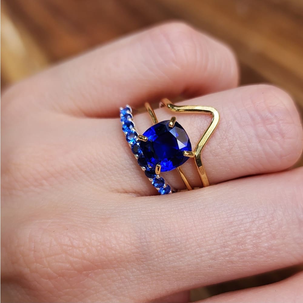 The Asher - Lab Brilliant Sapphire Rings Handmade Handcrafted