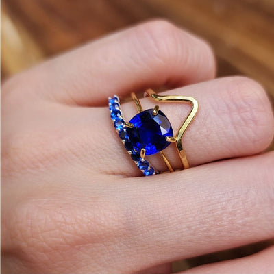 The Asher - Lab Brilliant Sapphire Rings Handmade JSL Made in USA