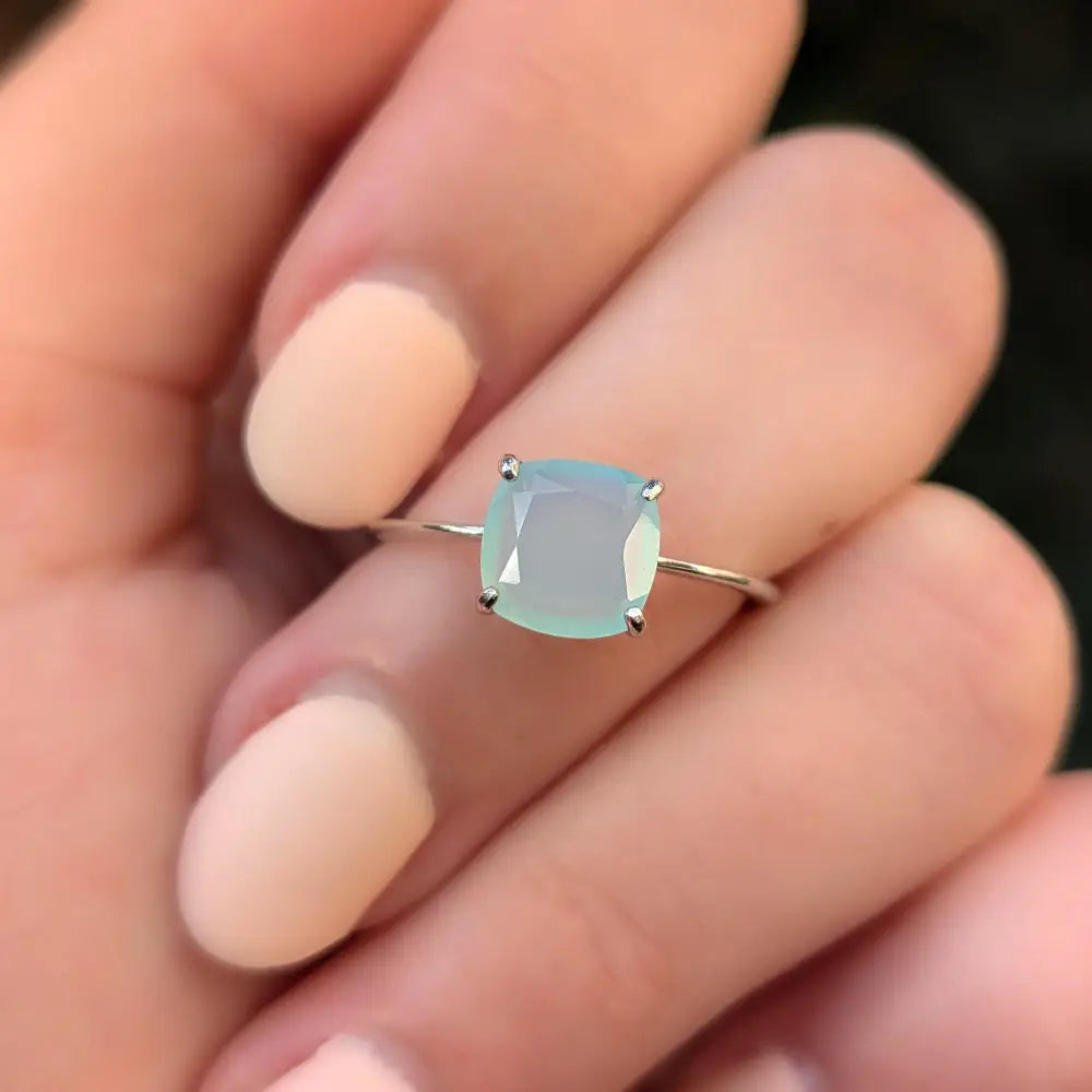 The Asher - Natural Aqua Chalcedony Rings Handmade Handcrafted