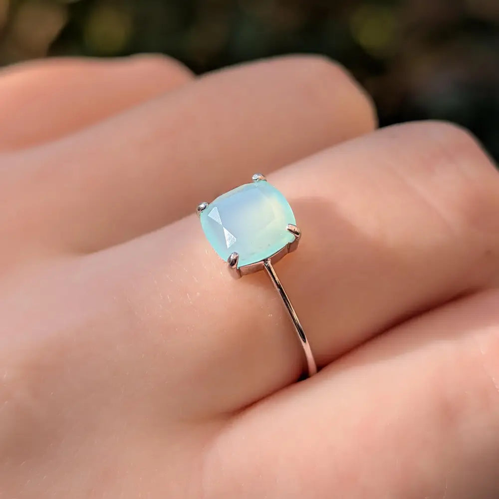 The Asher - Natural Aqua Chalcedony Rings Handmade Handcrafted