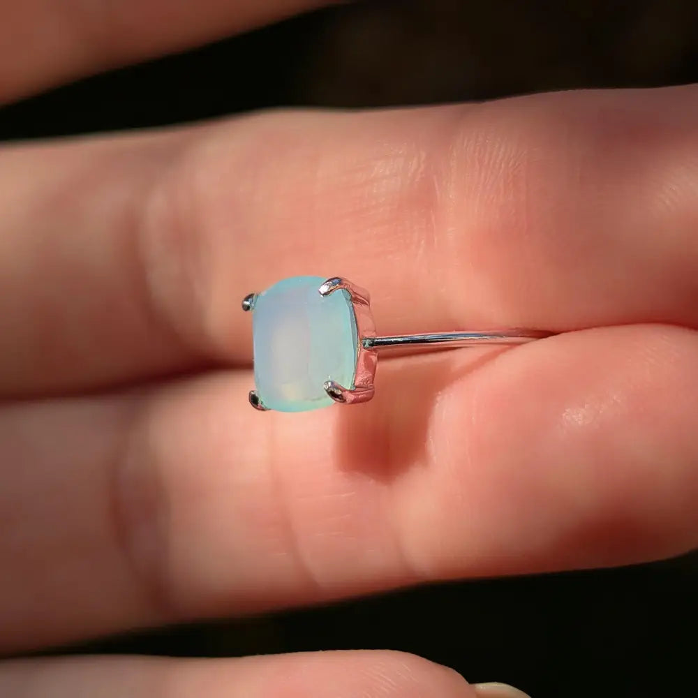 The Asher - Natural Aqua Chalcedony Rings Handmade Handcrafted