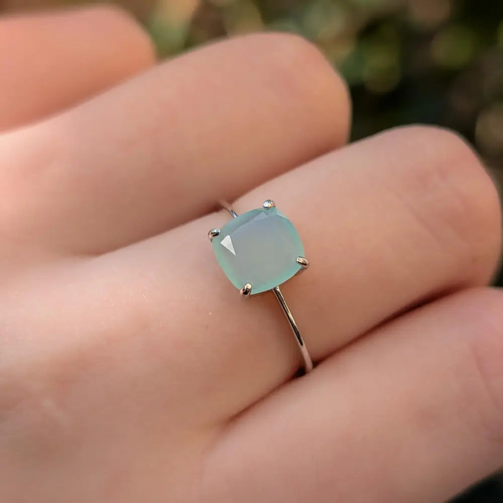 The Asher - Natural Aqua Chalcedony Rings Handmade Handcrafted