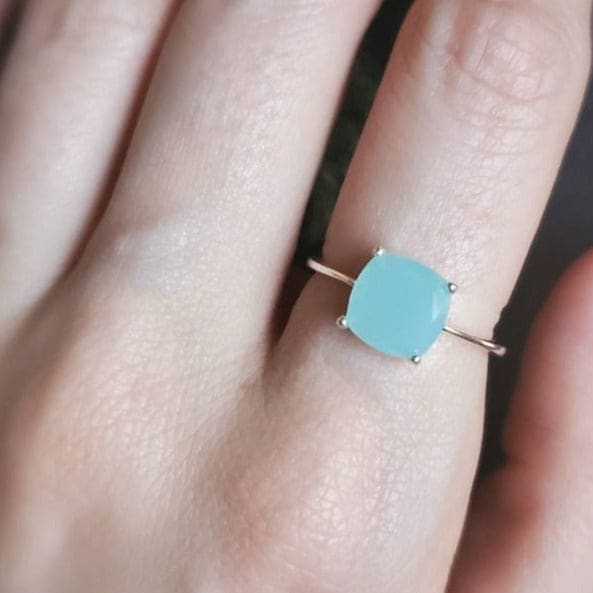 The Asher - Natural Aqua Chalcedony Rings Handmade JSL Made in USA