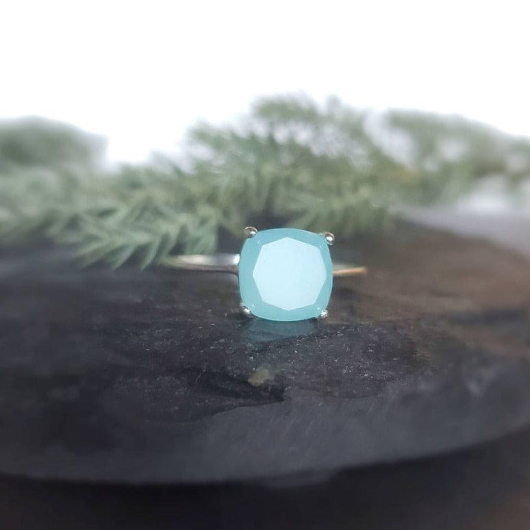 The Asher - Natural Aqua Chalcedony Rings Handmade JSL Made in USA