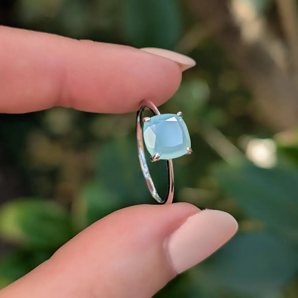 The Asher - Natural Aqua Chalcedony Rings Handmade Handcrafted