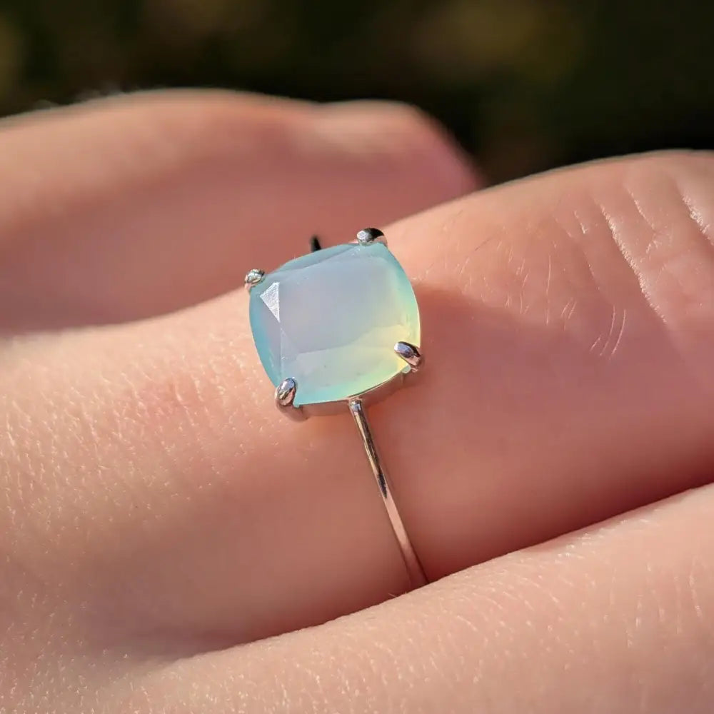 The Asher - Natural Aqua Chalcedony Rings Handmade Handcrafted