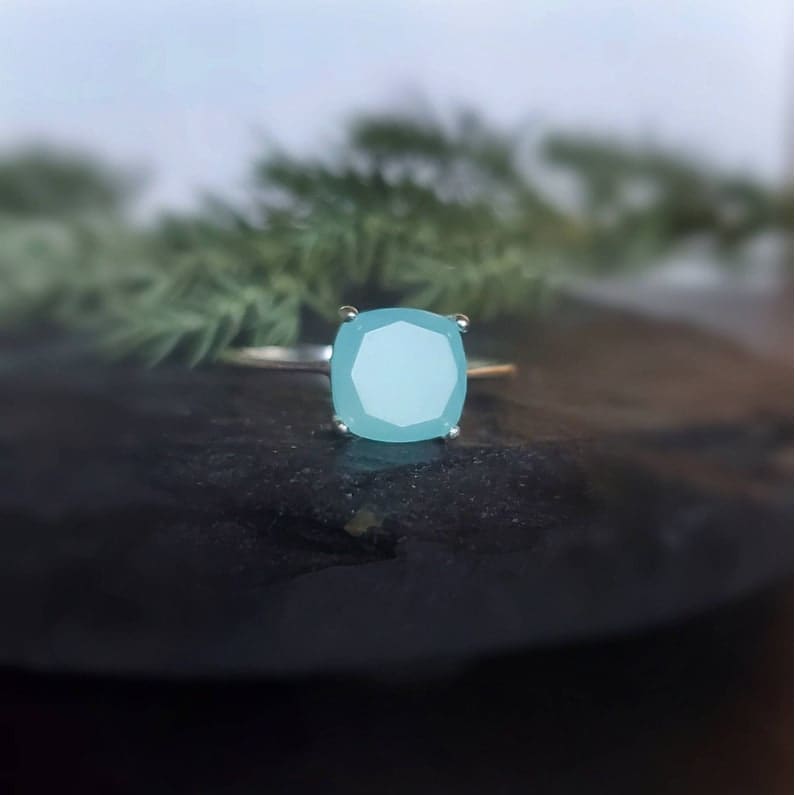 The Asher - Natural Aqua Chalcedony Rings Handmade JSL Made in USA