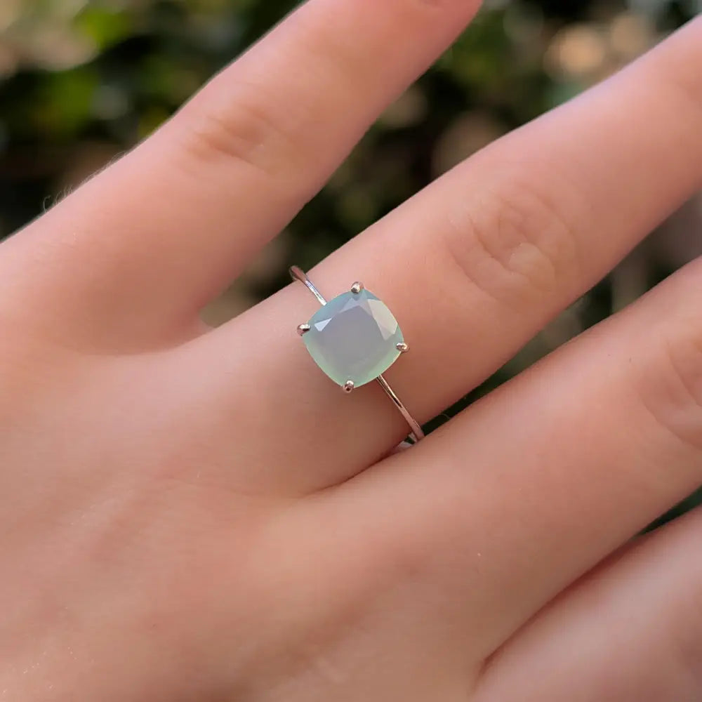 The Asher - Natural Aqua Chalcedony Rings Handmade Handcrafted